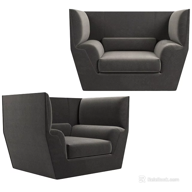 Stylish Modern Gray Single Sofa With Comfortable Armrest And Backrest Design 3d model
