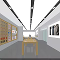 Modern Store Interior With Tables Display Cabinets Glass Windows And Open Layout 3d model