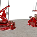 Red Beverage Display Shelves With Multiple Layers Holding Bottles In Store Promotion