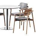 Modern Round Table And Chairs Set With Wooden Frame Upholstered Seats Metal Legs