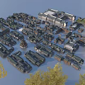 Aerial Planning of Urban Building Layout With Green Trees and Architectural Design
