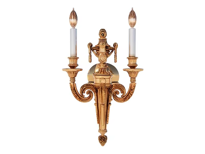 Elegant Golden Wall Sconce with Classical Carved Design Double Arm and Decorative Top 3d model