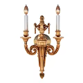Elegant Golden Wall Sconce with Classical Carved Design Double Arm and Decorative Top
