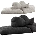 Soft Gray And Black Plush Sofa Design With Comfortable Cushions And Modern Style