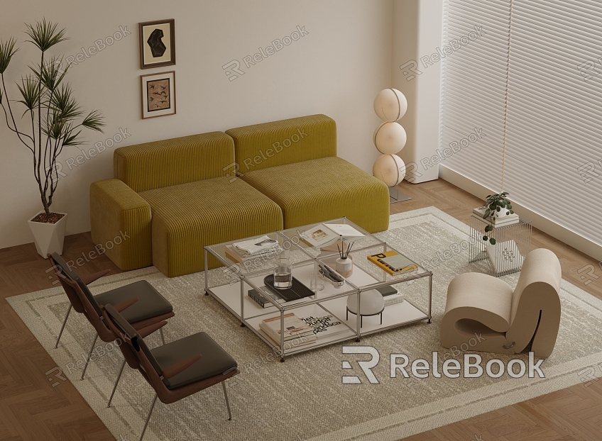 Modern Simple Sofa Coffee Table Single Chair Combination model