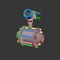 Industrial Flow Meter With Blue Digital Display And Stainless Steel Flange Body
