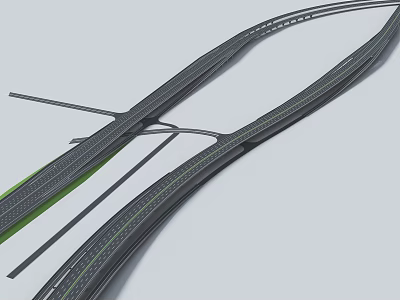 Road Infrastructure Design With Overpass Multiple Lanes And Green Belts 3d model