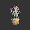 Mythical Character Creature Hybrid With Egyptian Headdress Scaled Body And Golden Bracelets On Rocky Pedestal