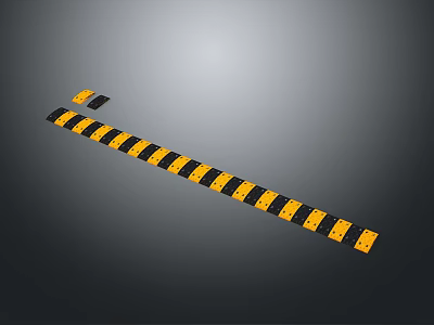 Yellow And Black Striped Rubber Traffic Speed Bump Device For Road Safety Applications 3d model