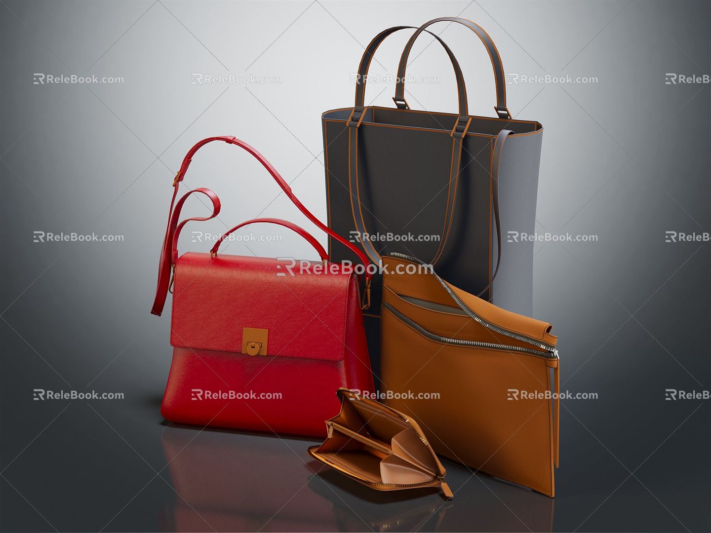 Modern Bag Leather Bag Wallet 3d model