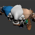 Muscular Man With White Beard Blue Arm Tattoos Decorative Belt Colorful Pants And Brown Boots
