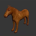 Orange 3D Horse Model Standing On Dark Background With Smooth Surface 3d model
