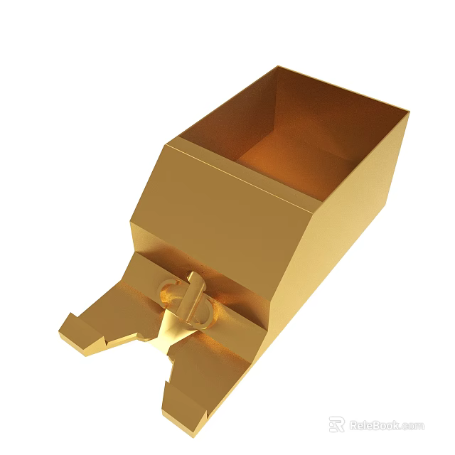 Golden Metallic Box Container With Secure Lock Clasp Design Structure 3d model 