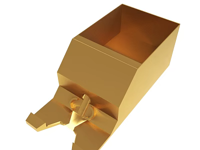 Golden Metallic Box Container With Secure Lock Clasp Design Structure 3d model