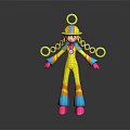 Colorful Game Movie Character 3D Model With Yellow Outfit Green Rings And Pink Gloves