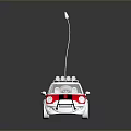 Red Remote Control Car With White Roof Black Stripes And Antenna