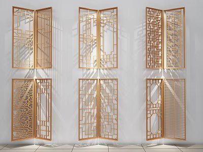 Golden Carved Garden Decor Screens With Various Patterned Designs For Outdoor Use 3d model