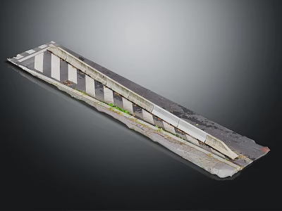 Long Strip Architectural Model With Black White Stripes And Green Bottom Section 3d model