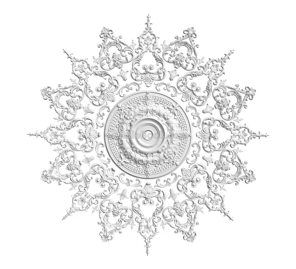 European-style lamp panel gypsum component carved 3d model