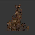 Stacked Wooden Chairs In Sculptural Pile As Unique Furniture Art