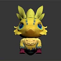 Cute Yellow Plush Toy With Blue Spots Red Eyes And Pink Feet