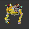 Yellow Four Legged Robot Biomorphic Design With Mechanical Structure And Sensors Lights