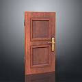 Wooden Entrance Door With Classic Panel Design And Polished Brass Handle