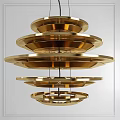Elegant Golden Multi Tiered Modern Chandelier With Circular Layered Metallic Design