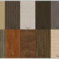 Wooden Wall Panel Samples with Various Colors Textures and Round Knobs 3d model