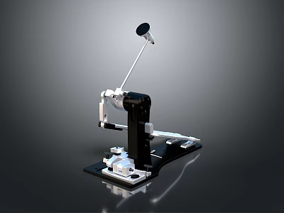 Mechanical Equipment Stand with Black Base White Arm and Circular Top Component 3d model