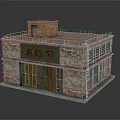 Brick Structure Residential Building With Green Area 51 Sign Wooden Garage Door And Multiple Windows