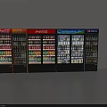 Commercial Display Refrigerators Filled With Various Beverages And Brand Logos