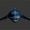 Detailed Blue Streamlined Marine Animal Model With Sharp Teeth And Glossy Metallic Finish