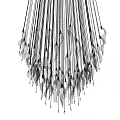 Elegant Modern Chandelier With Slender Metal Wires And Glass Leaf Accents