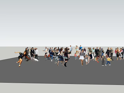 Crowd of Beautiful Characters 3d model