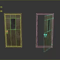 Wooden Doors With Glass Panel One Closed and One Open Textured Surface Design
