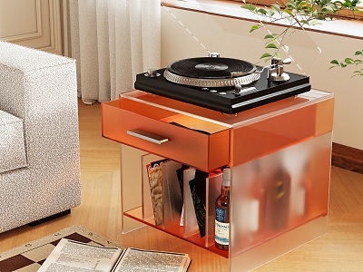 Acrylic side table record cabinet side cabinet model