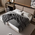 Double bedside table dressing table pillow carpet ornaments 3d model