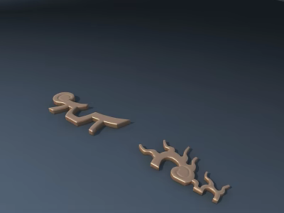 Metal Hardware Tools Connectors Brackets in Bronze Color on Dark Background 3d model