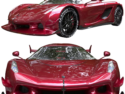 Red Sports Car With Sleek Exterior And Black Wheels 3d model