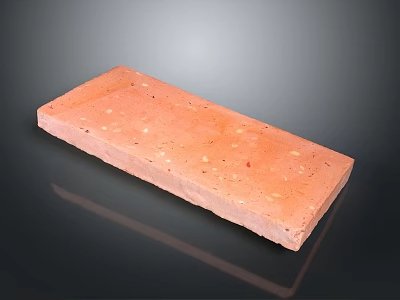 Red Brick With Textured Surface And Rectangular Shape On Black Background With Reflection 3d model