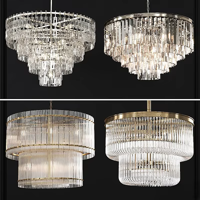 Elegant Crystal Chandeliers With Modern Designs And Gold Accents For Decorative Lighting 3d model