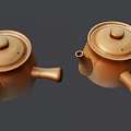 Handcrafted Brown Ceramic Teapots with Lid as Elegant Traditional Kitchen Ware 3d model