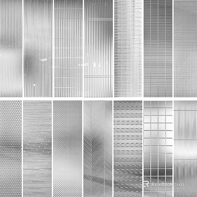 Room Divider Design Ideas With Various Slatted Grid And Textured Patterns 3d model 
