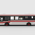 White and Red Building Blocks Bus with Detailed Windows and Red Wheels