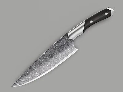 High Quality Kitchen Knife With Hammered Blade And Black Handle Design 3d model
