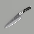 High Quality Kitchen Knife With Hammered Blade And Black Handle Design 3d model