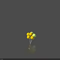 Bunch Of Yellow And Green Balloons With Shadows On Reflective Gray Background