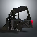 Futuristic Black Tactical Weapon With Mechanical Grip And Red Accents Design