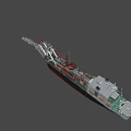 Large Offshore Engineering Ship With White Black Hull And Extended Mechanical Arm 3d model
